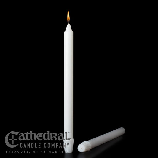 Altar Candle-White Short 3's (7/8" x 16")-Stearine/SFE (Pack Of 18)