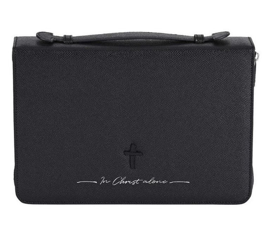 Bible Cover-In Christ Alone-Cross-Black-XXLarge