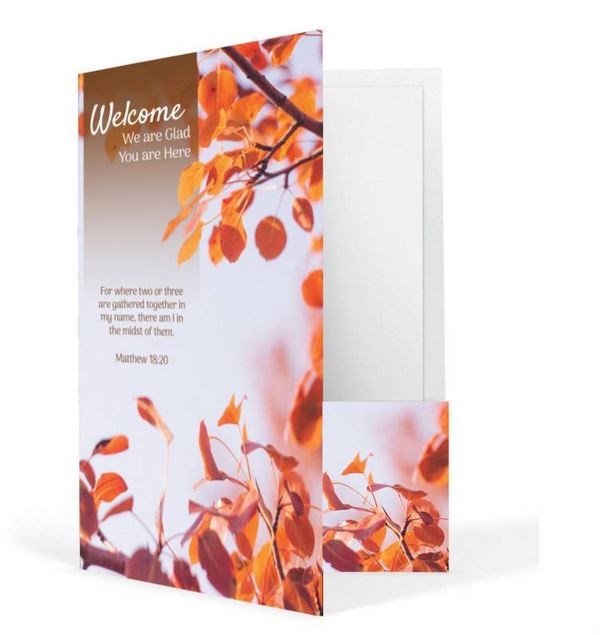 Welcome Folder-We Are Glad You Are Here (Matthew 18:20  KJV) (Pack Of 12)