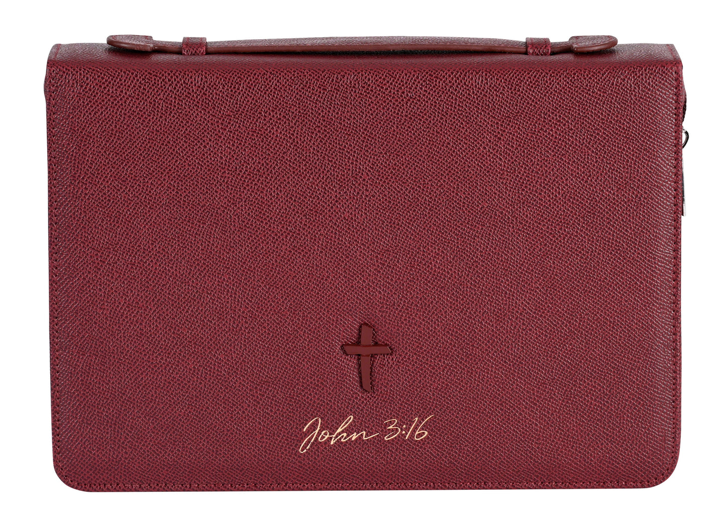 Bible Cover-John 3:16-Cross-Burgundy-XXLarge