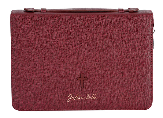 Bible Cover-John 3:16-Cross-Burgundy-XLarge