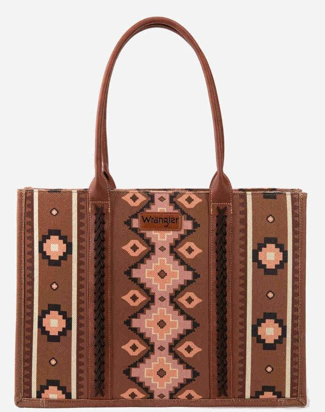 Wrangler Canvas Tote-Aztec-Dark Brown