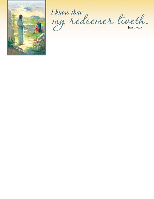 Letterhead-I Know That My Redeemer Liveth (Job 19:25) (Pack Of 100)