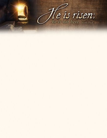 Letterhead-He Is Risen; He Is Not Here (Mark 16:6) (Pack Of 100)